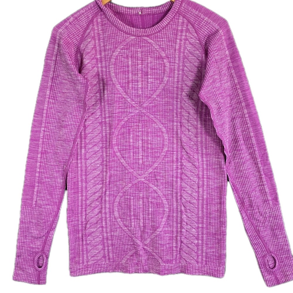 Lululemon 8 ? Rest Less Pullover Long Sleeve Crew Thumb Holes Pink Purple